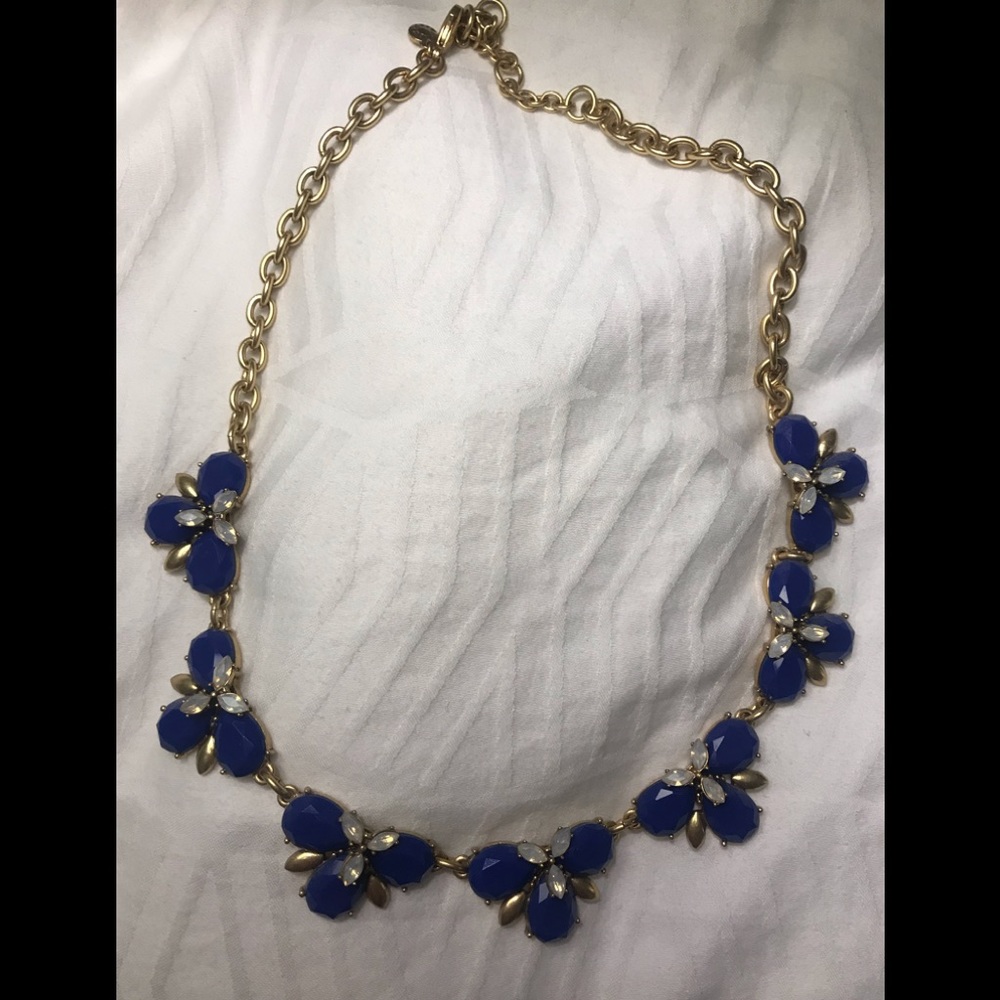 Jcrew blue cobalt/ cubic zirconia & gold necklace - Picture 3 of 6